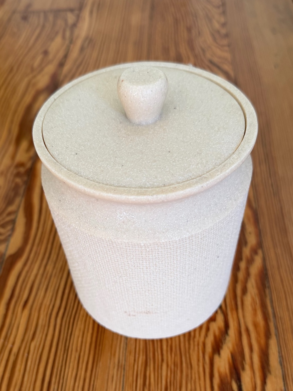 Hearth & Hand with Magnolia Medium Canister Cream Textured With Lid 5.5” x 4”